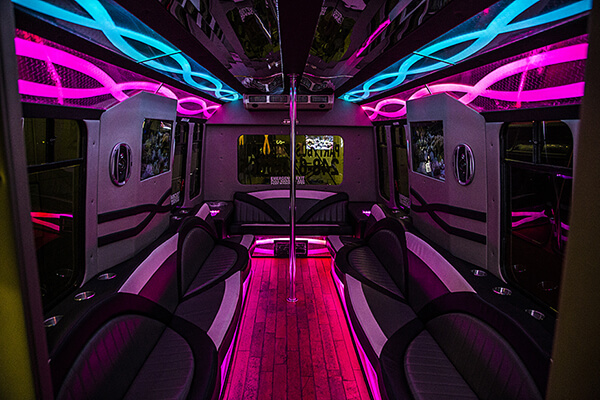 party bus service with excellent mood lighting
